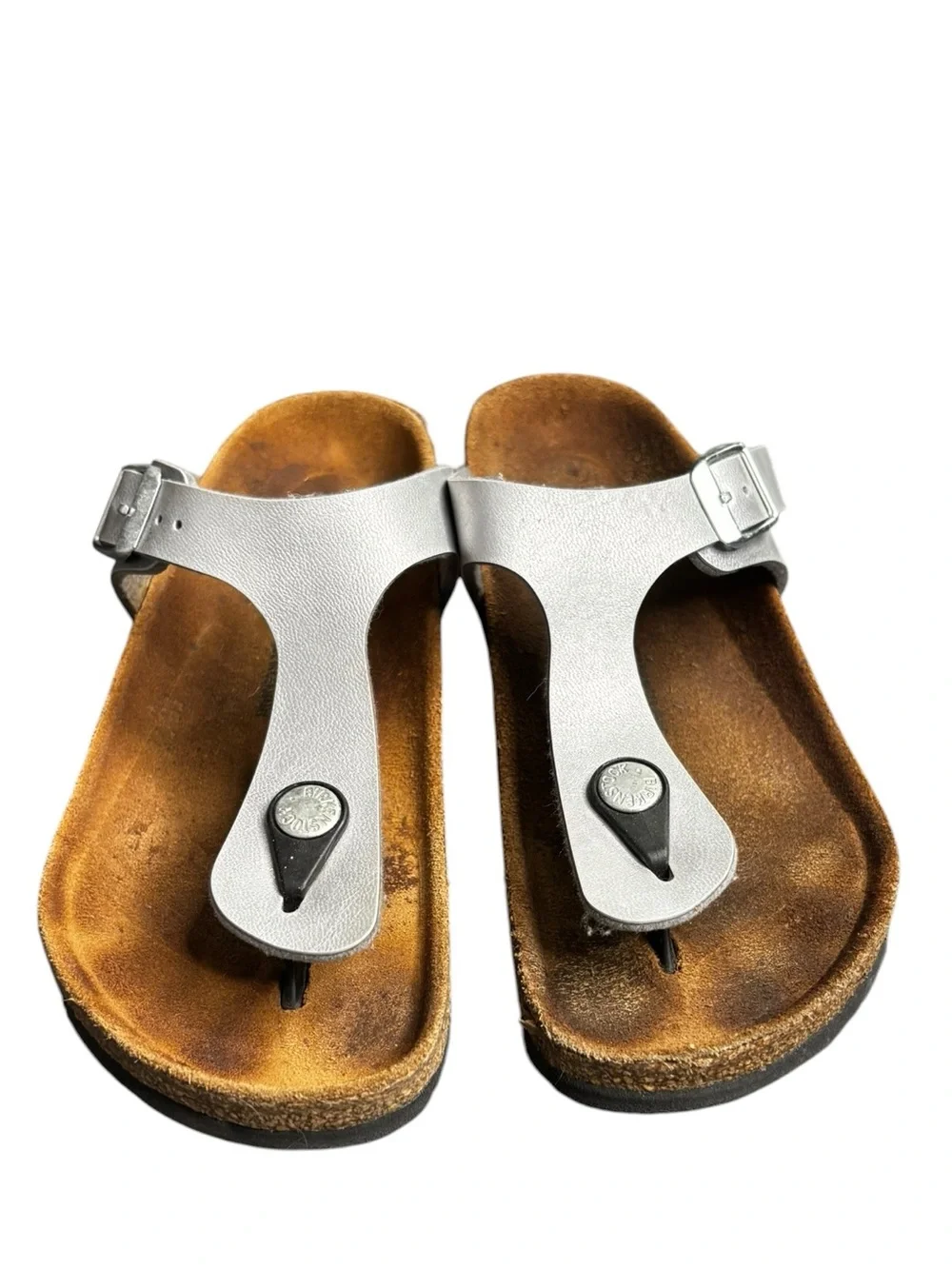 Birkenstock Kids Gizeh Silver Birko-Flor Sandal US Size 2-2.5 33 Silver Leather